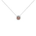 14K White Gold 2 3/8 Cttw Lab Grown Pink Diamond Solitaire with Halo Pendant Necklace - 17" Inches