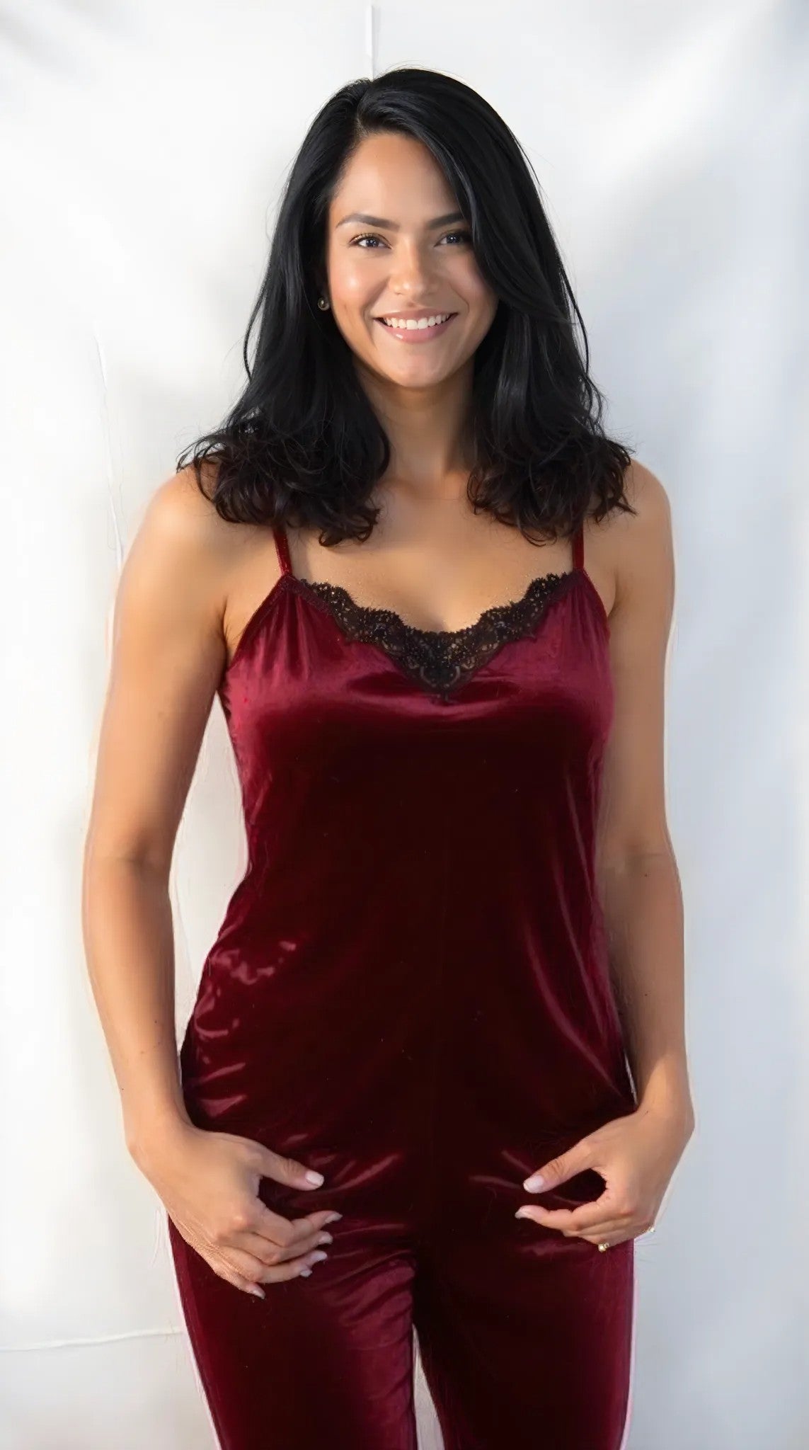 I.N.C. Women's Lace-Trim Velvet Cami Top