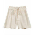 Monteau Big Girls Linen Scallop Hem Shorts, Size Small