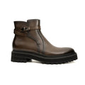 Men's Coffee Calfskin Buckle Chelsea Boots