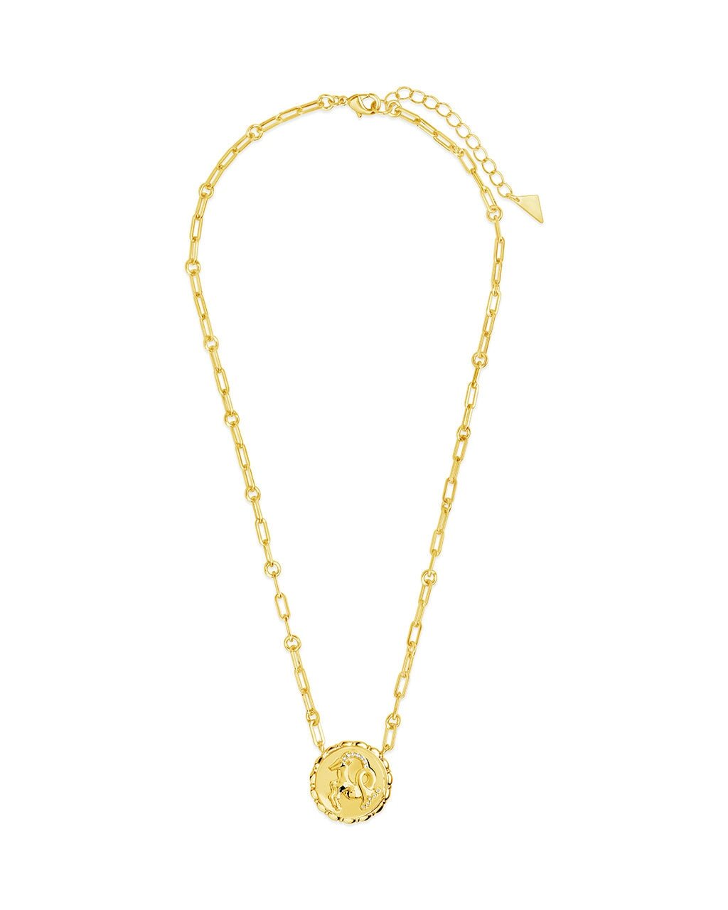 Bold CZ Zodiac Link Pendant Necklace