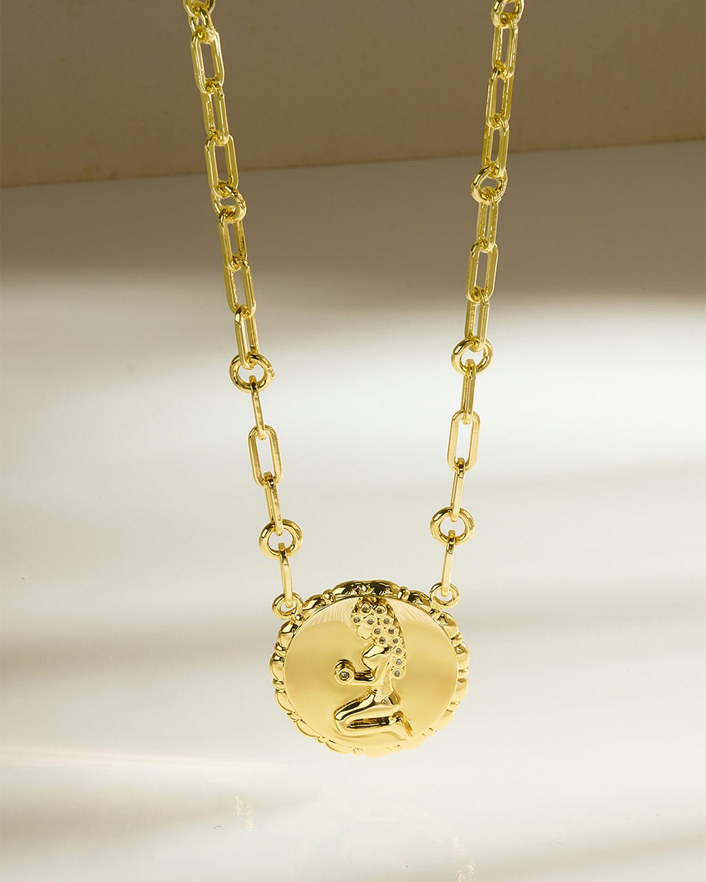 Bold CZ Zodiac Link Pendant Necklace