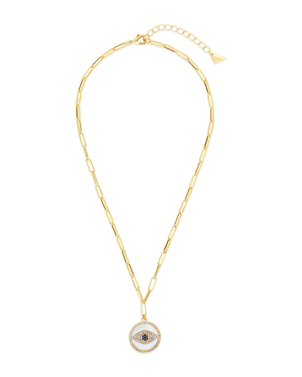 CZ & Mother of Pearl Evil Eye Pendant Necklace