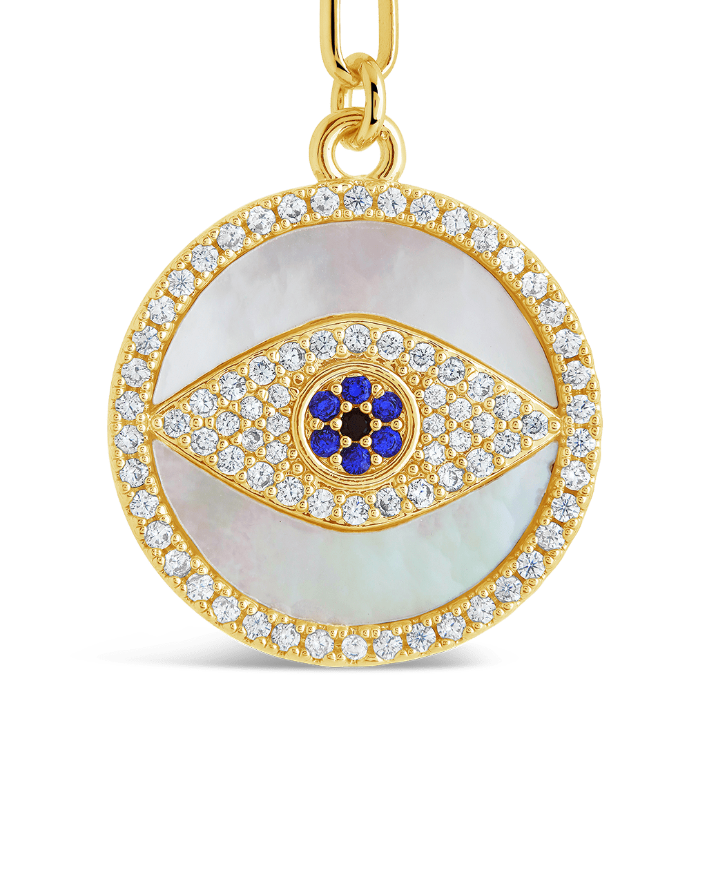 CZ & Mother of Pearl Evil Eye Pendant Necklace