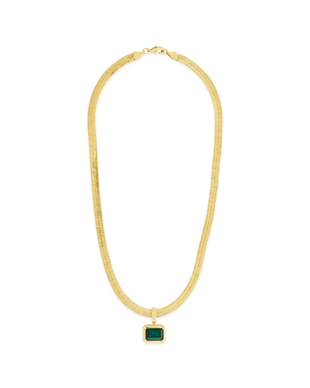Calder CZ & Herringbone Pendant Necklace