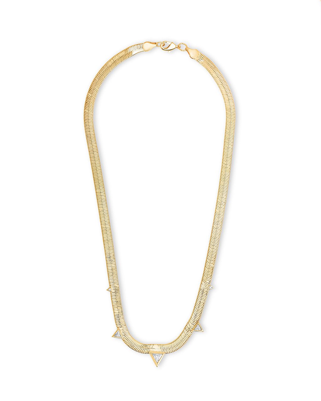 Brecken Stationed CZ Herringbone Necklace