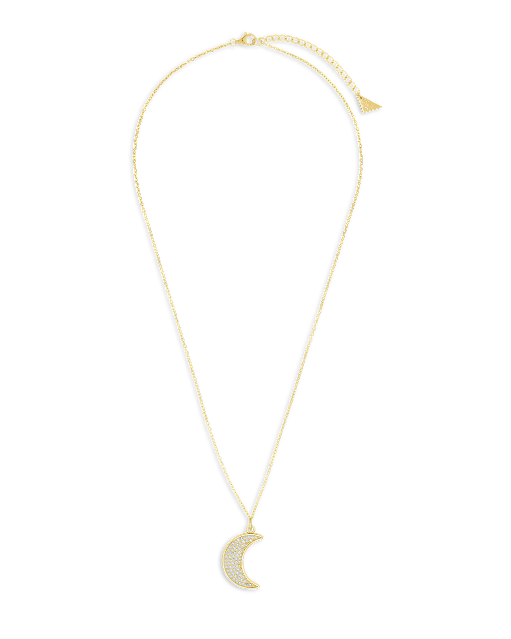 Pave CZ Moon Crescent Pendant