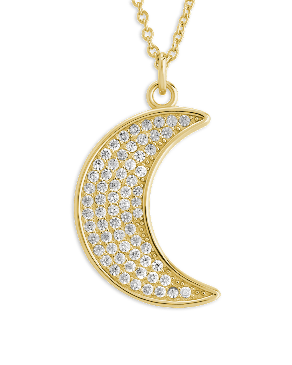 Pave CZ Moon Crescent Pendant