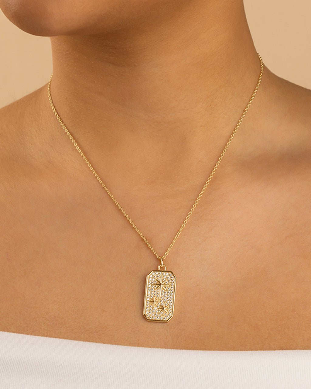 Pave CZ North Star Pendant