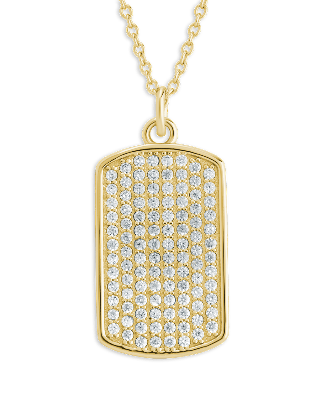 Pave CZ Rounded-edge Rectangle Pendant