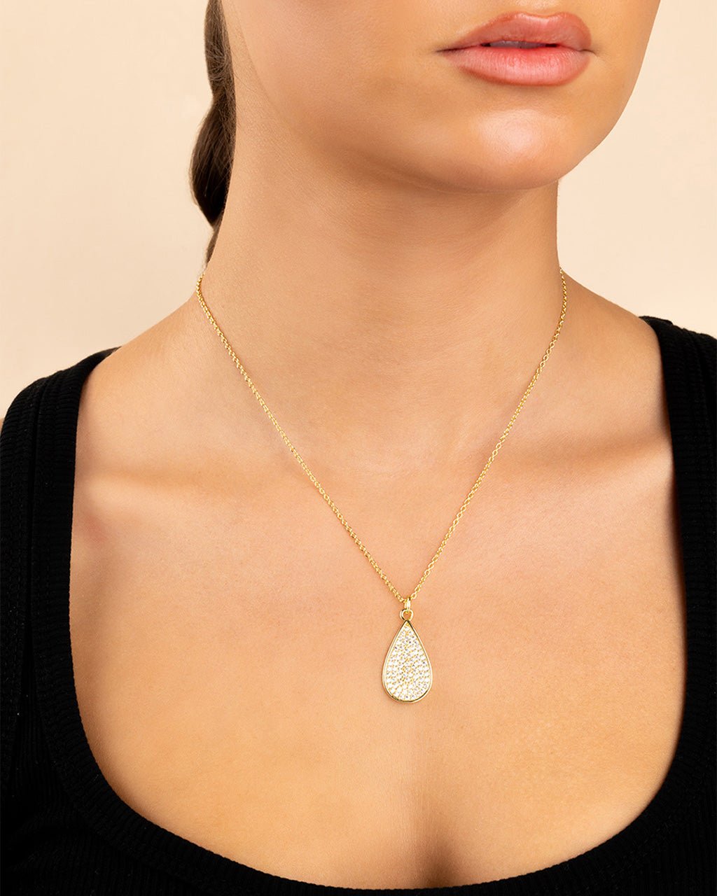 Pave CZ Tear Drop Pendant