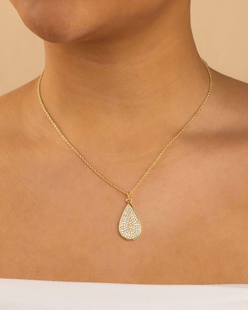 Pave CZ Tear Drop Pendant