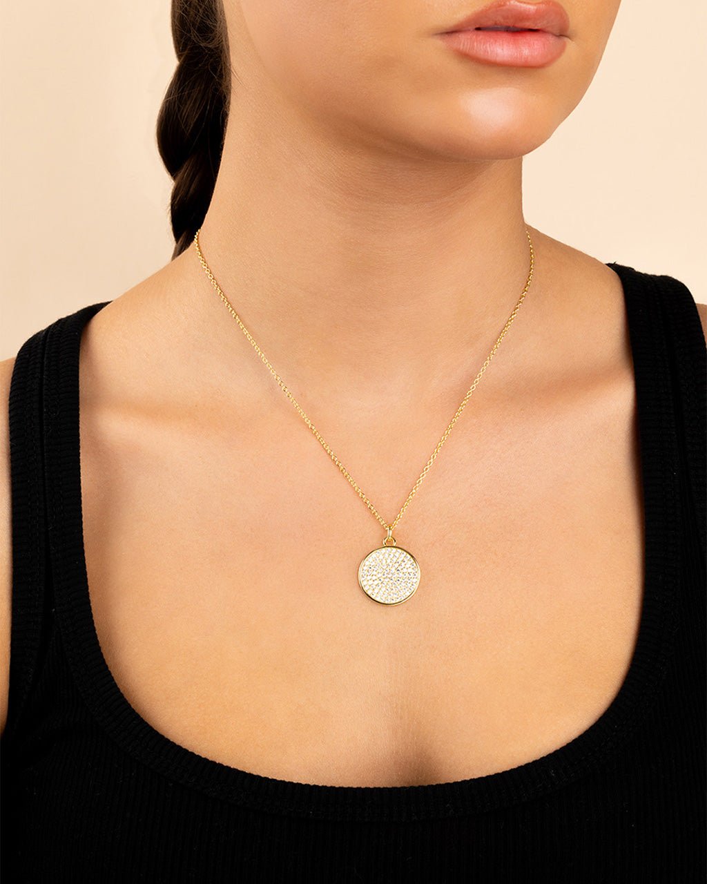 Pave CZ Circle Pendant