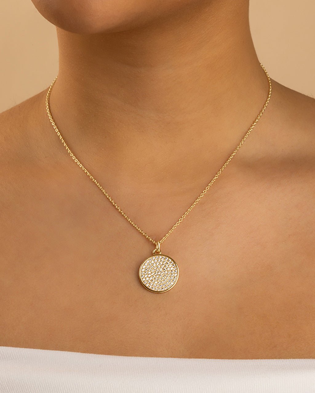 Pave CZ Circle Pendant