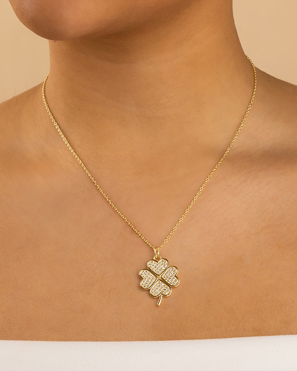 Pave CZ Shamrock Pendant