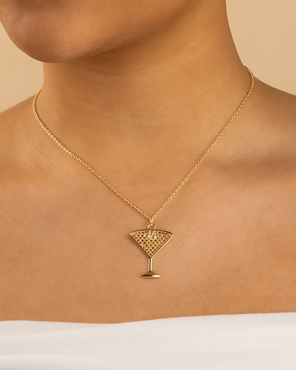 Pave CZ Espresso Martini Pendant