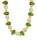 Emerald Pear & Round Cut Bezel CZ Tennis Necklace