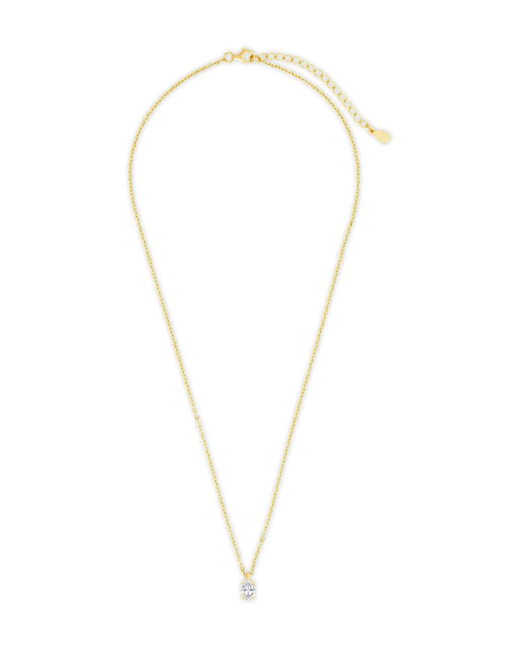 Sterling Silver Oval CZ Prong Set Pendant