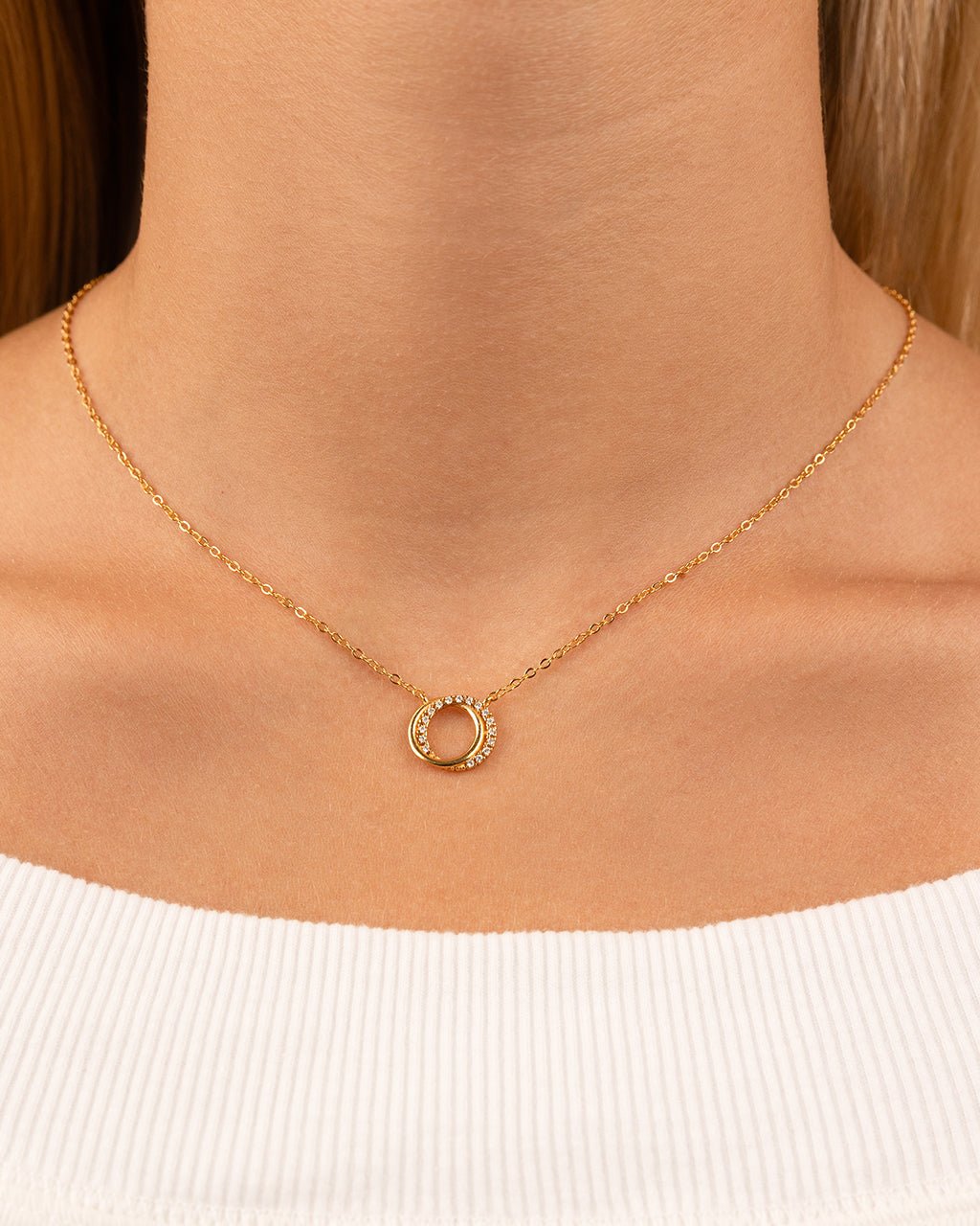 Sterling Silver CZ Interlocking Circle Pendant