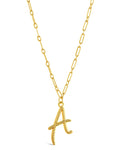 Textured Initial Charm Pendant Necklace