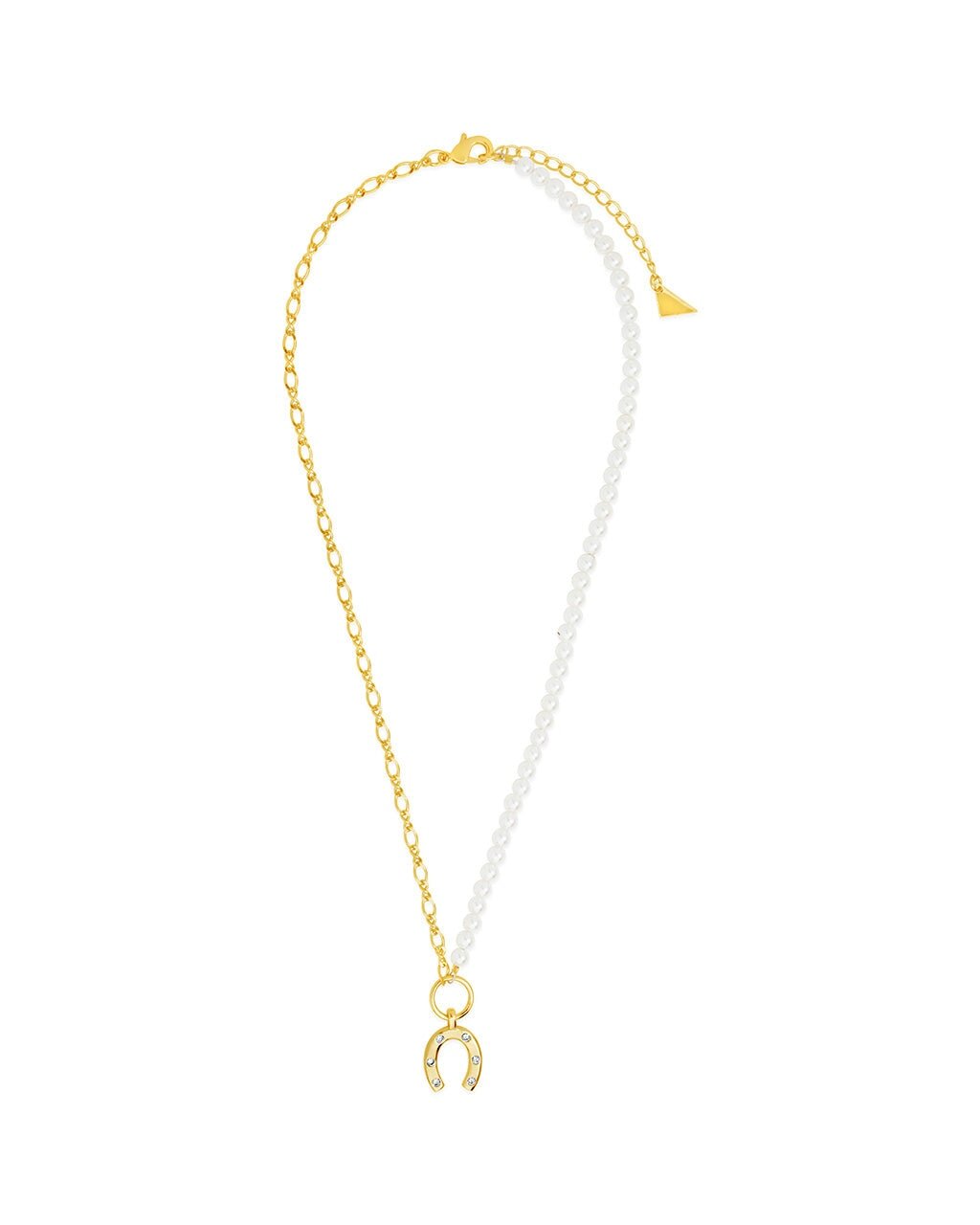 Elva Pearl CZ Horseshoe Necklace