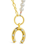 Elva Pearl CZ Horseshoe Necklace