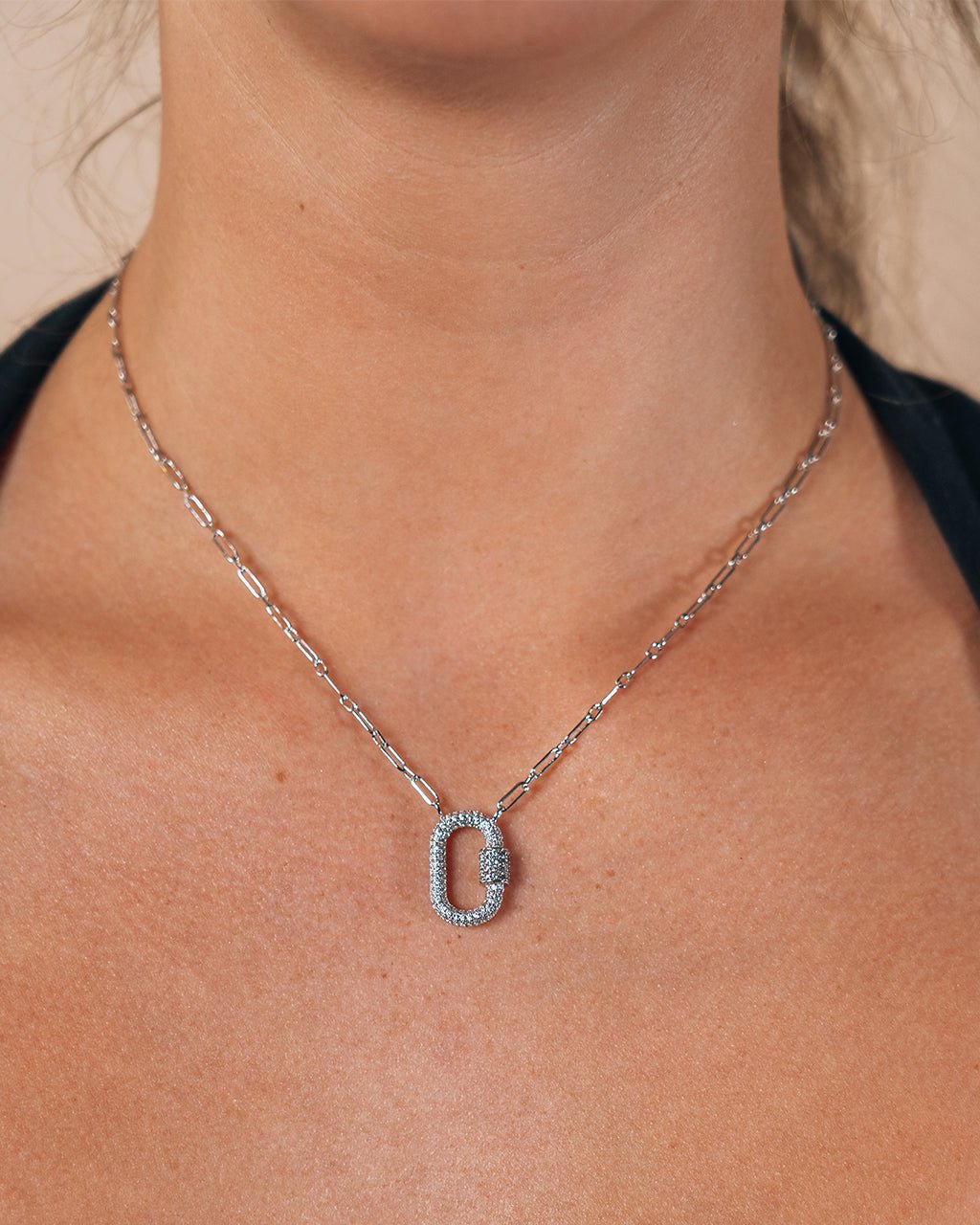 Pave CZ Carabiner Lock Necklace Bundle