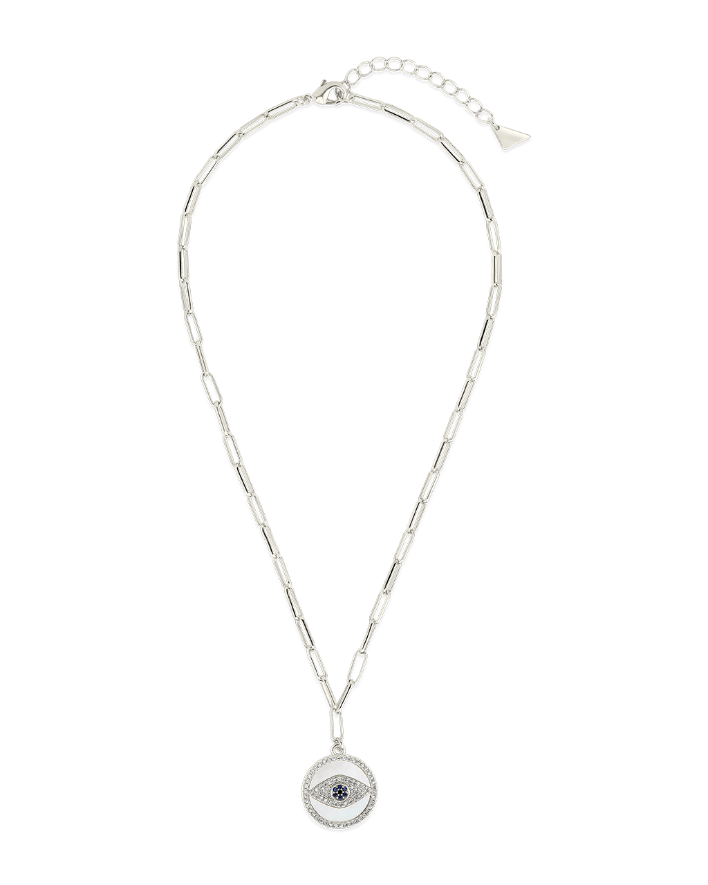 CZ & Mother of Pearl Evil Eye Pendant Necklace