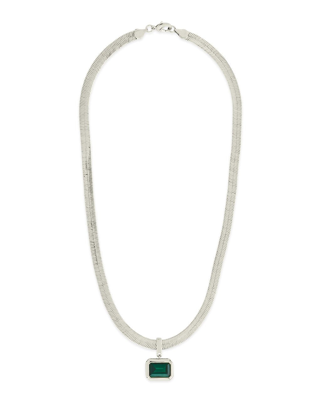 Calder CZ & Herringbone Pendant Necklace