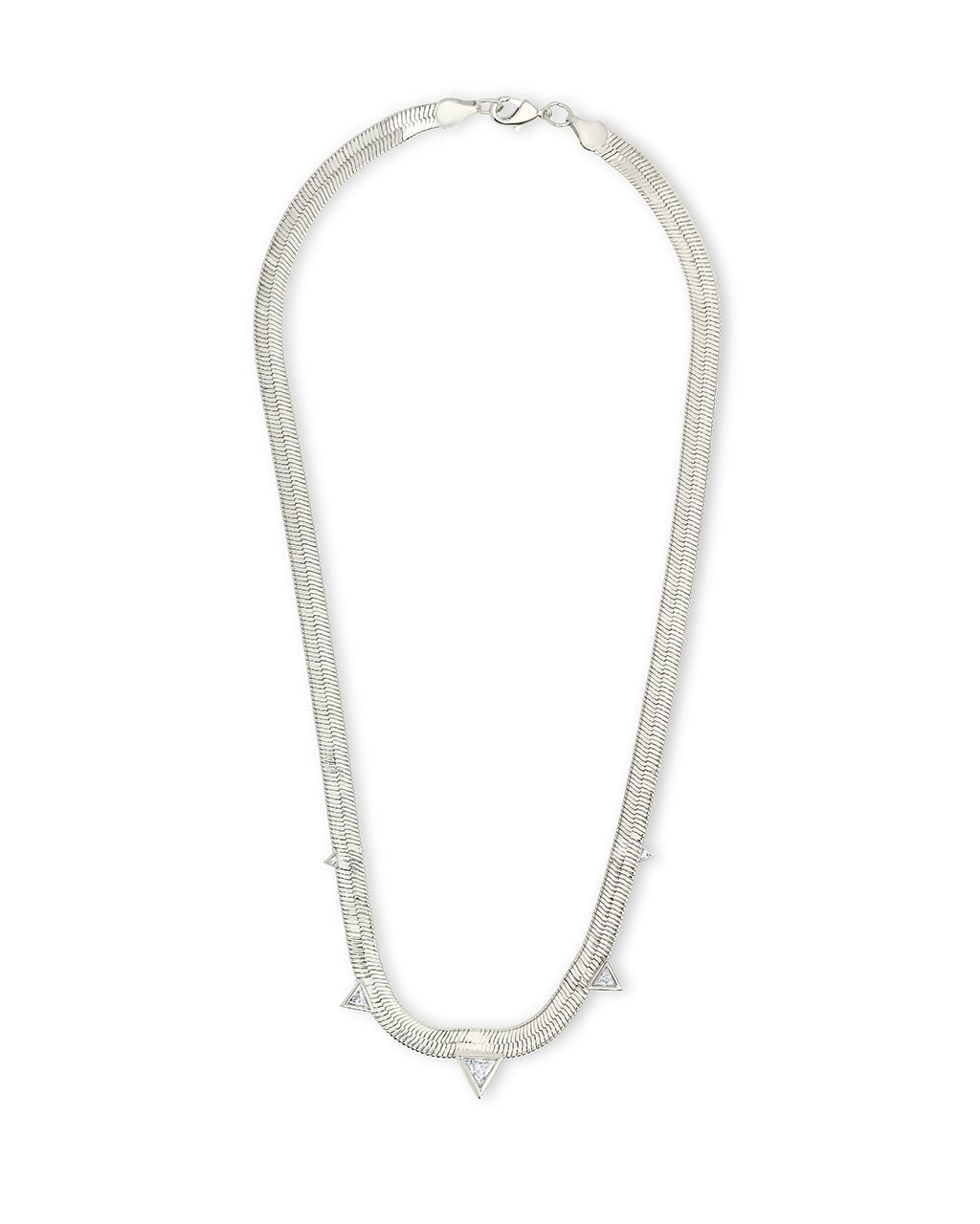 Brecken Stationed CZ Herringbone Necklace