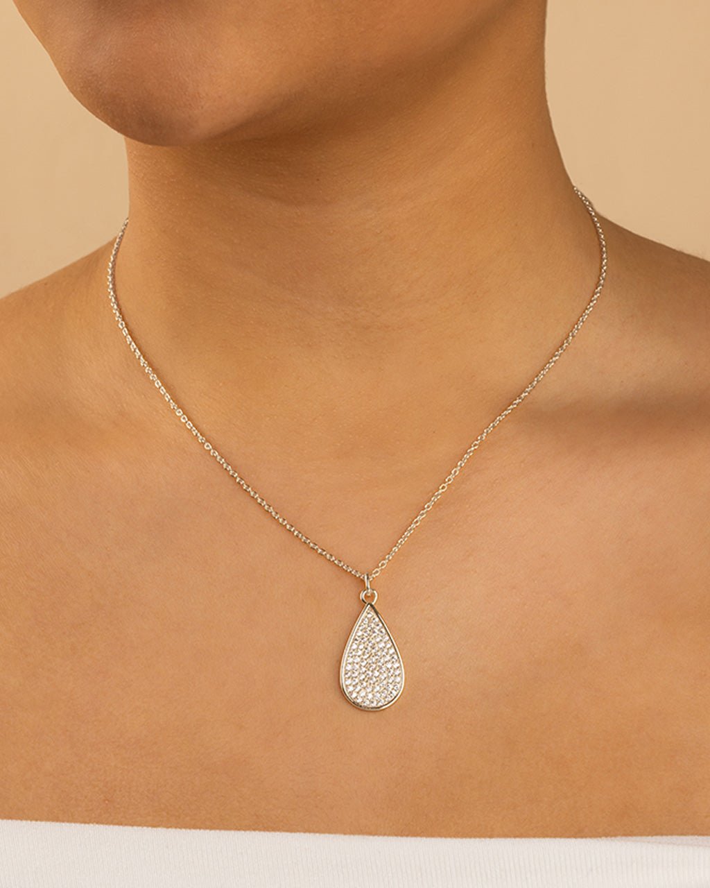Pave CZ Tear Drop Pendant