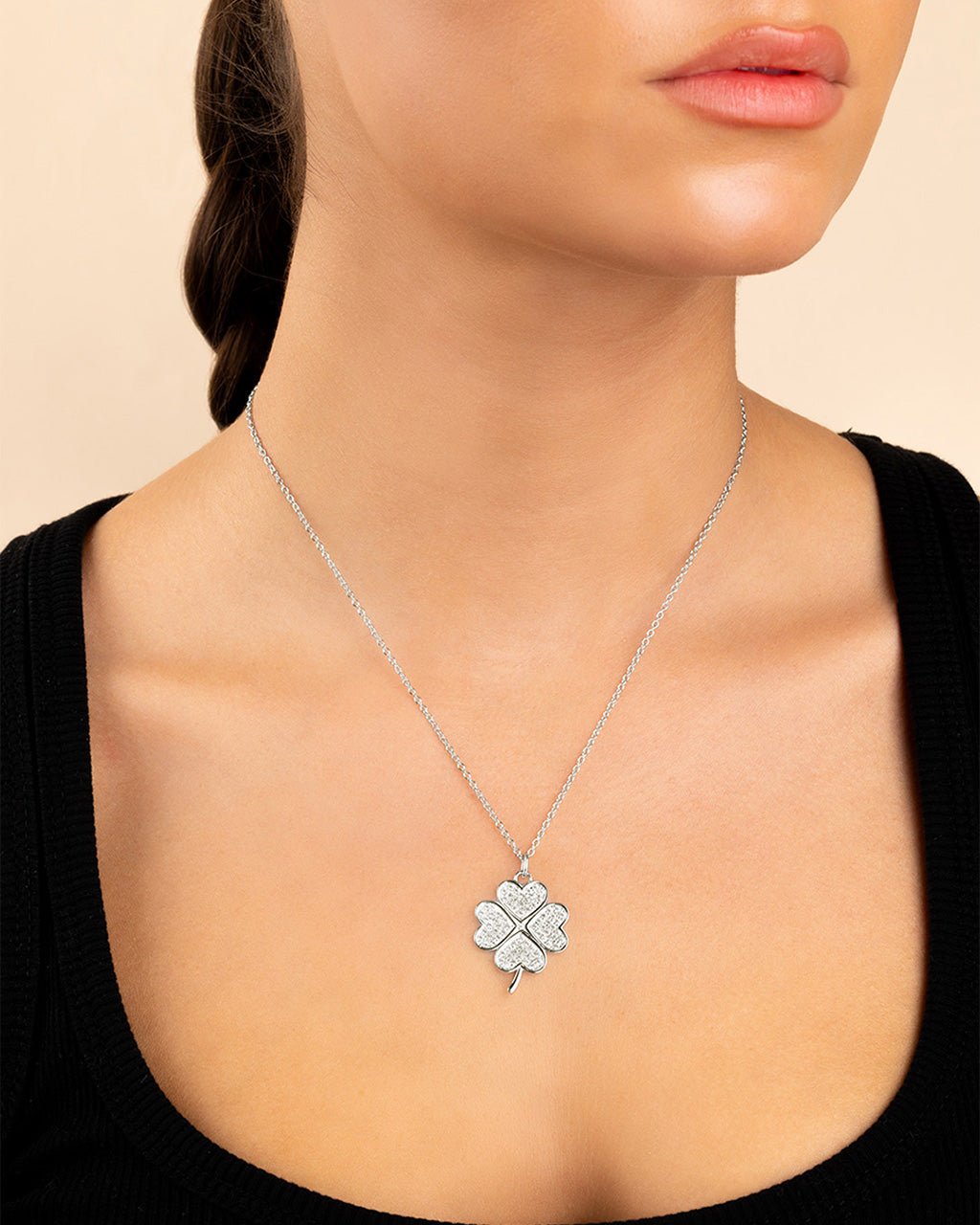 Pave CZ Shamrock Pendant