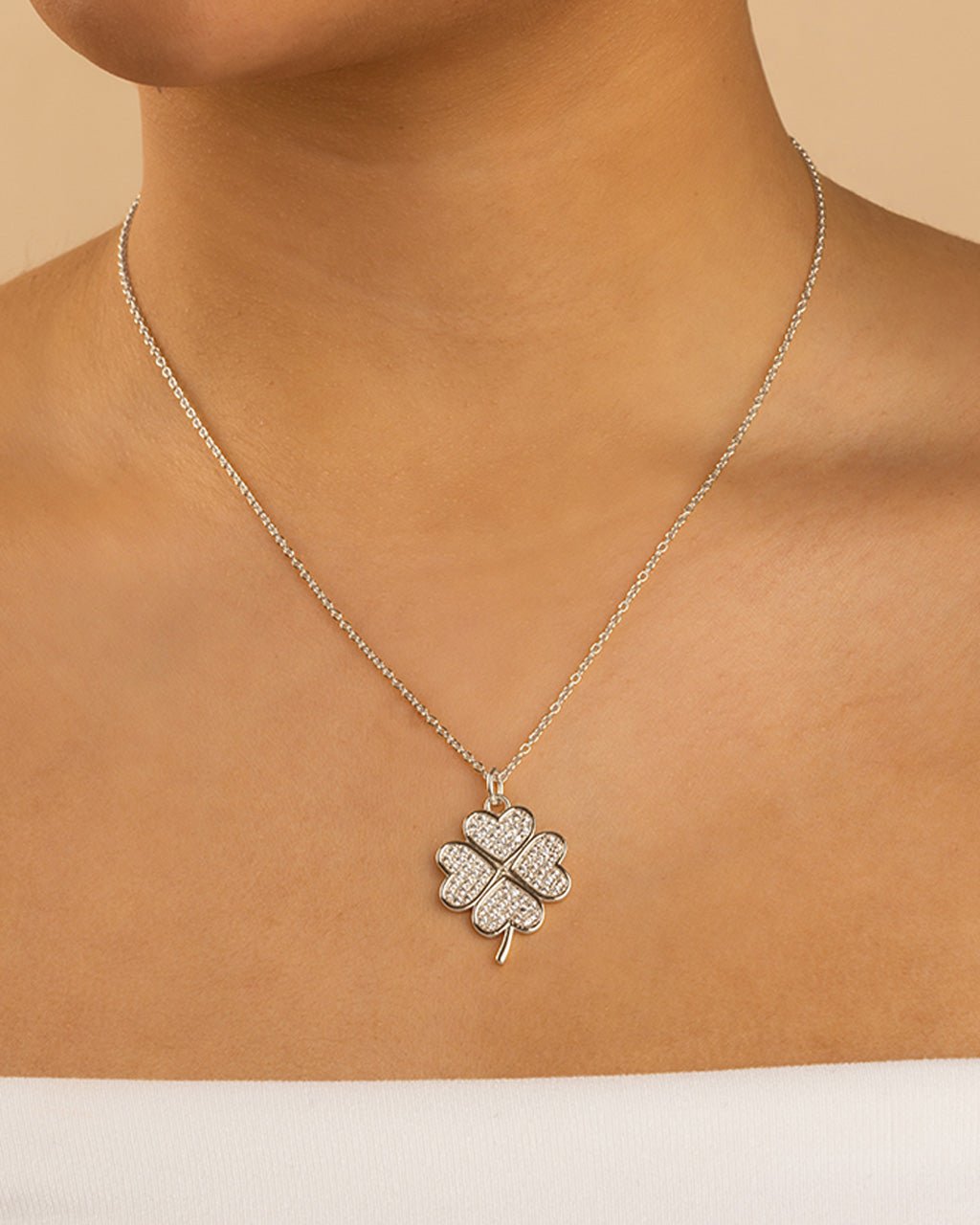 Pave CZ Shamrock Pendant