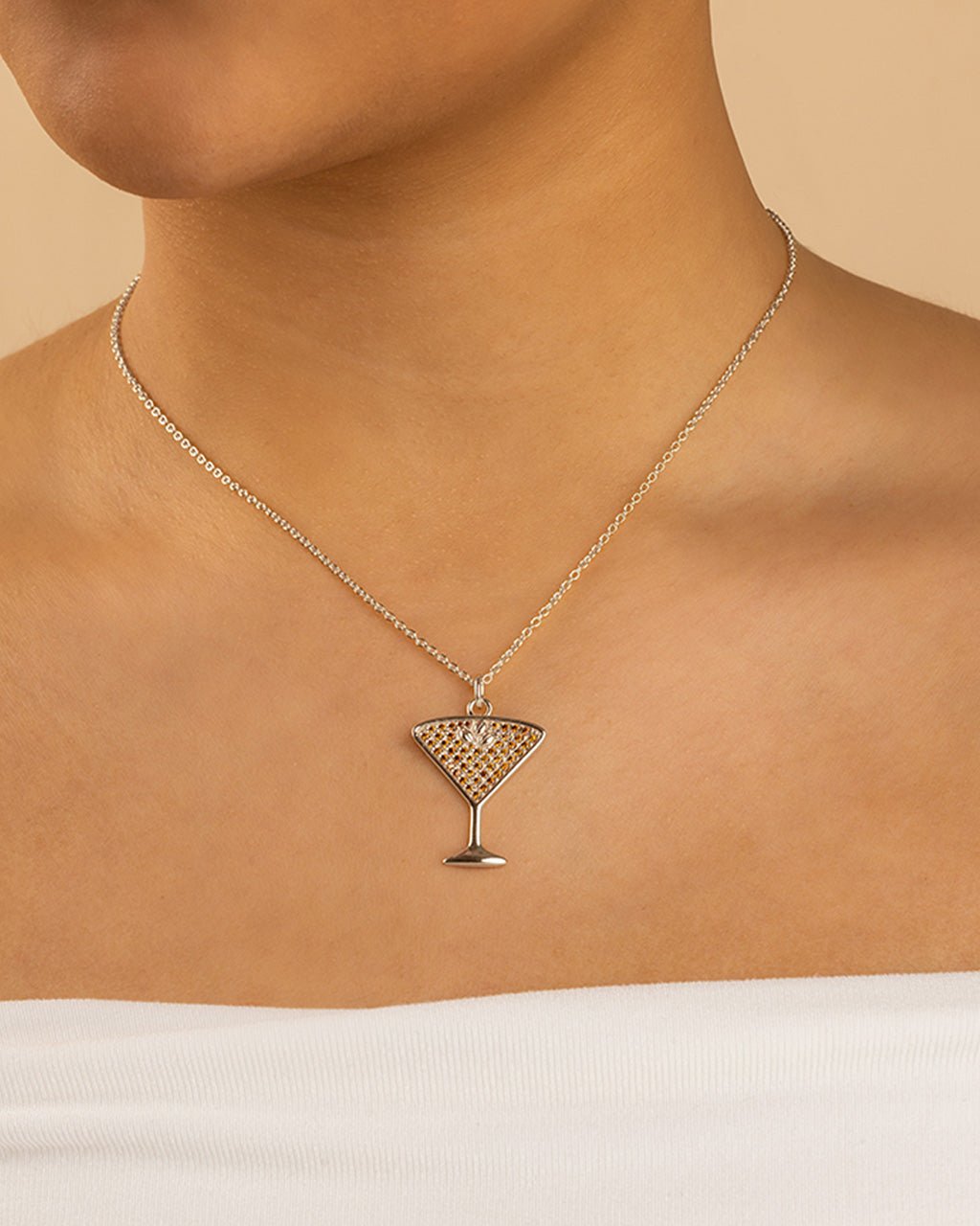 Pave CZ Espresso Martini Pendant
