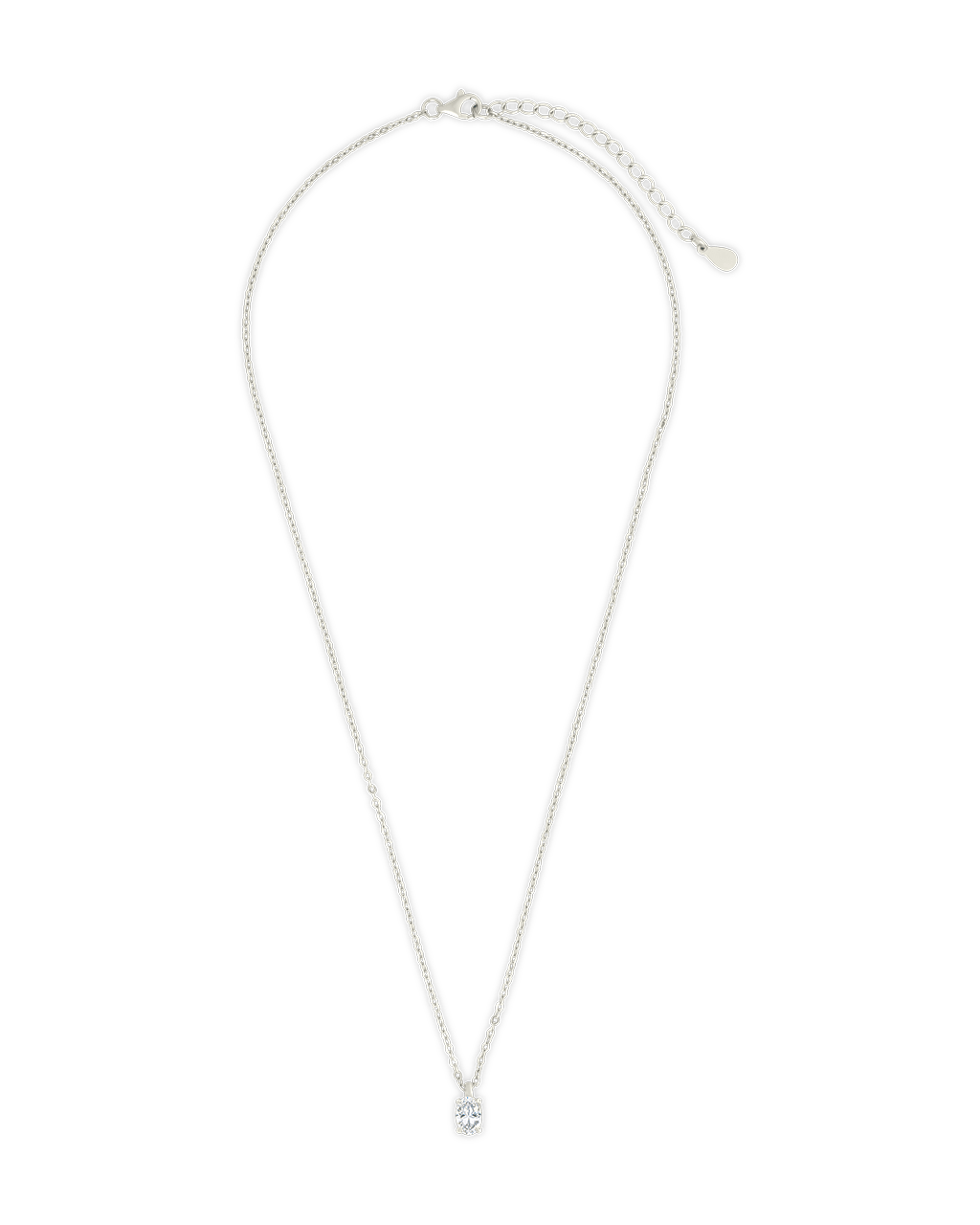 Sterling Silver Oval CZ Prong Set Pendant