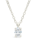 Sterling Silver Oval CZ Prong Set Pendant