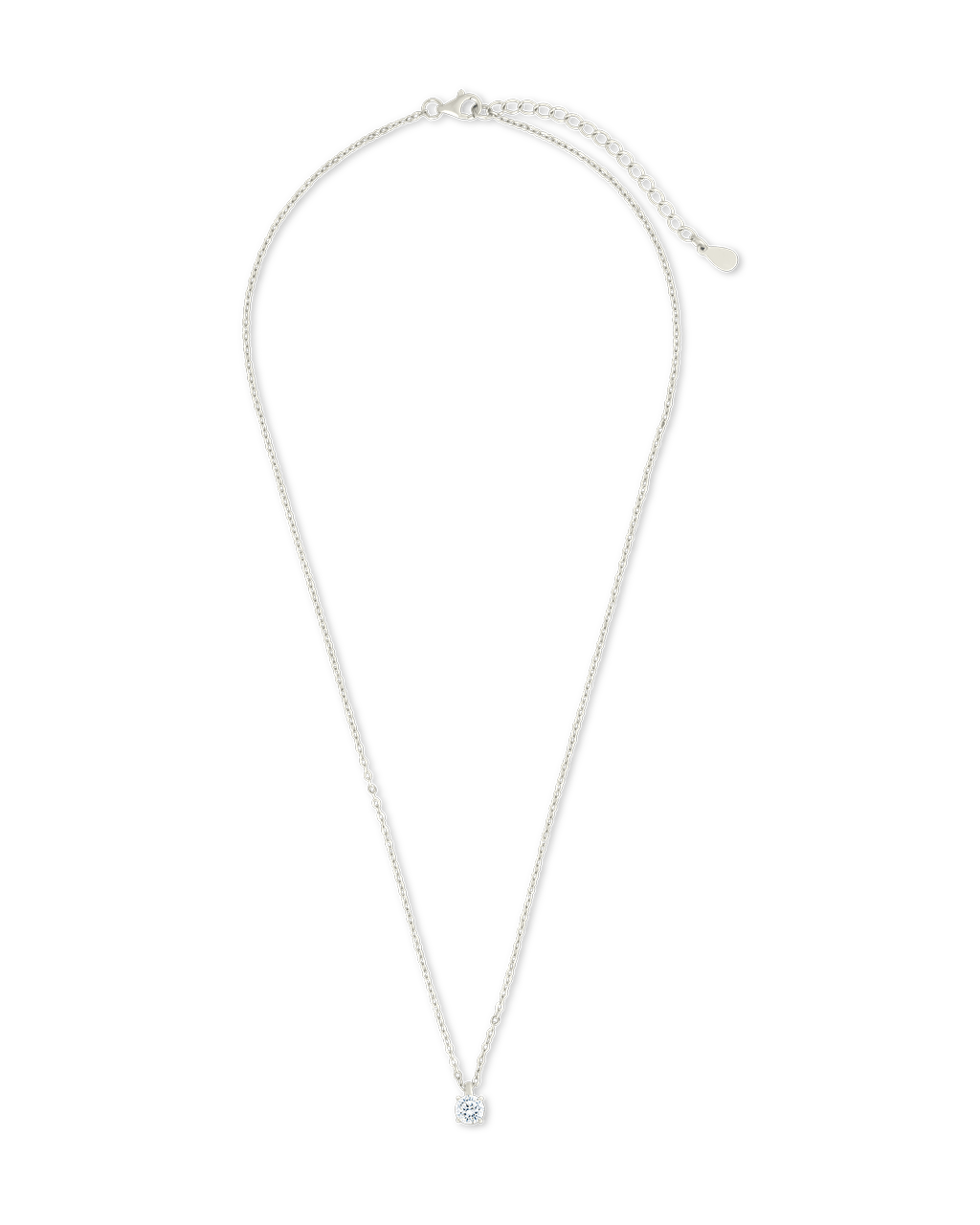 Sterling Silver Round CZ Prong Set Pendant