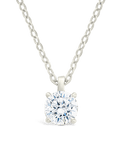 Sterling Silver Round CZ Prong Set Pendant