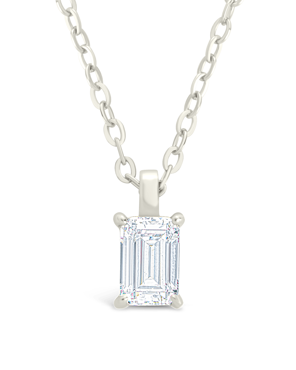 Sterling Silver Emerald Prong Set Pendant