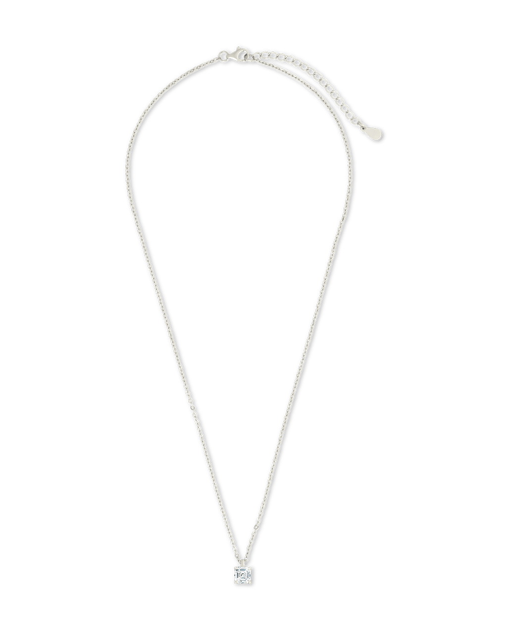 Sterling Silver Asscher Prong Set Pendant