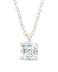 Sterling Silver Asscher Prong Set Pendant