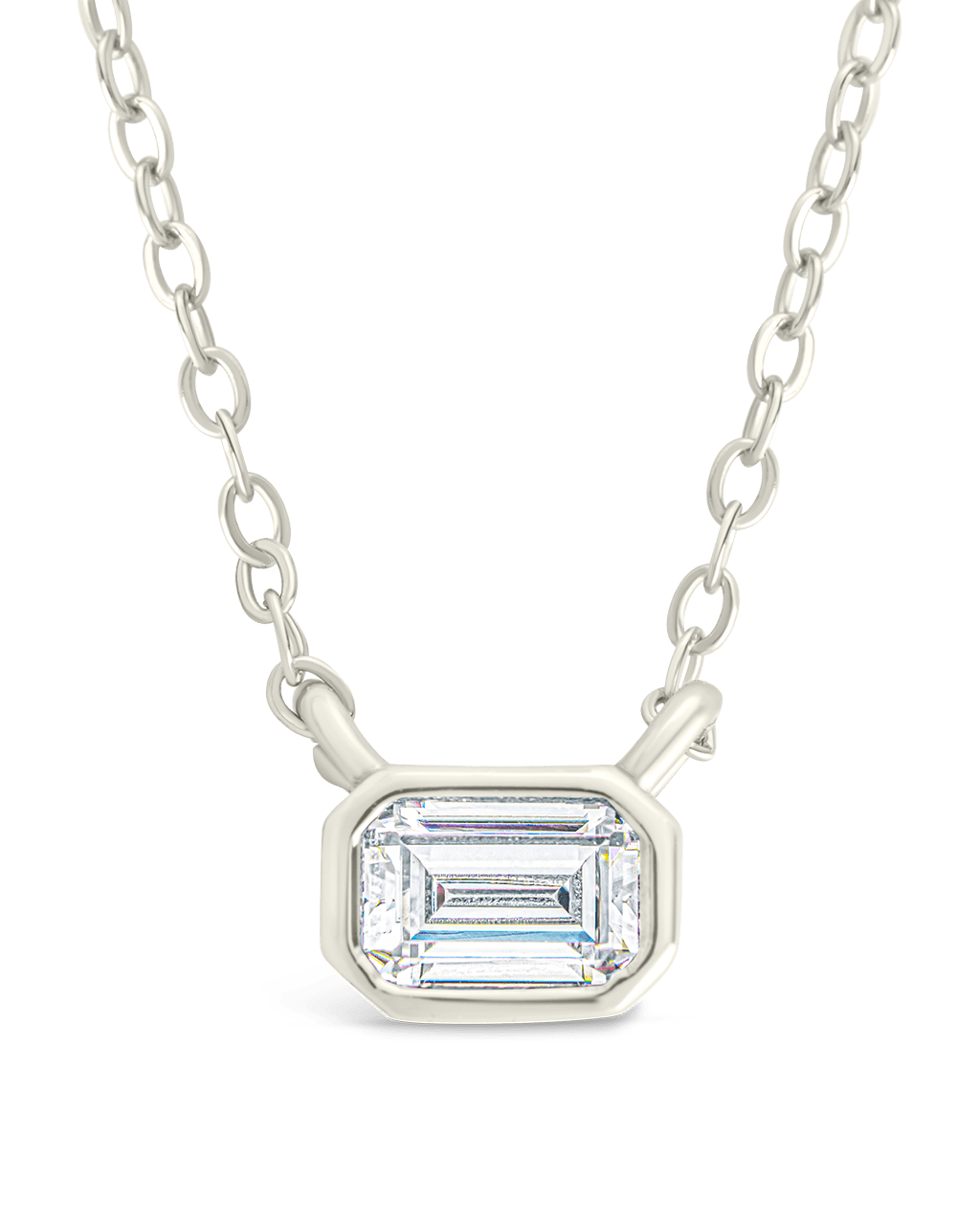 Sterling Silver Emerald Bezel Set Pendant