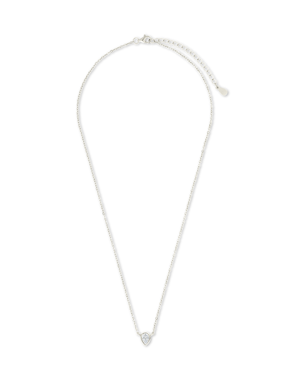 Sterling Silver Pear Bezel Set Pendant