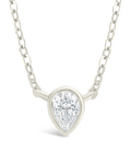Sterling Silver Pear Bezel Set Pendant
