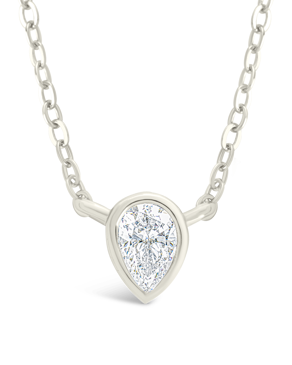 Sterling Silver Pear Bezel Set Pendant