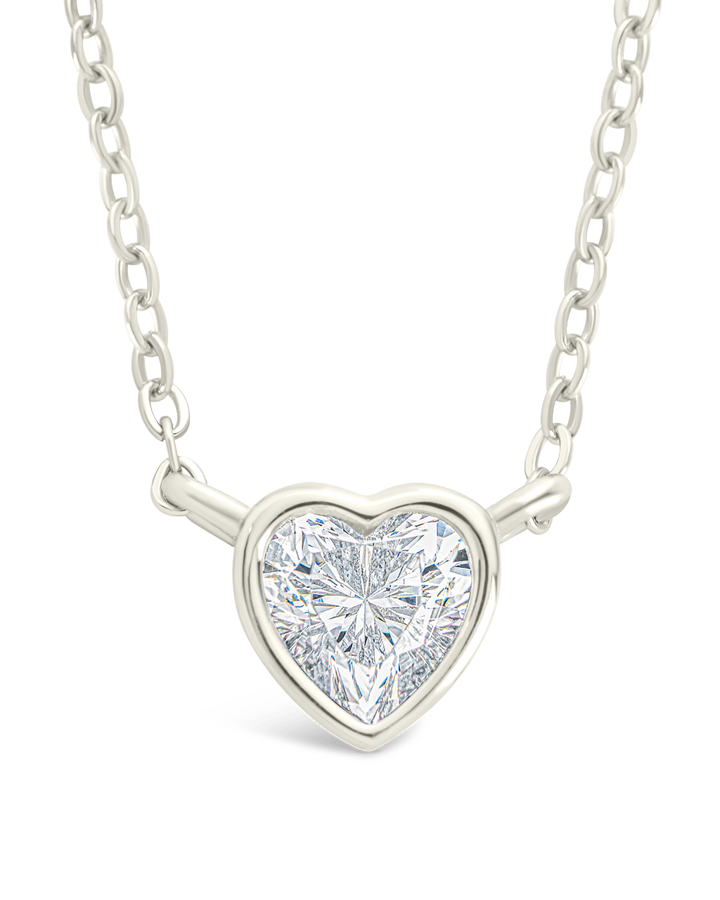 Sterling Silver Heart Bezel Set Pendant