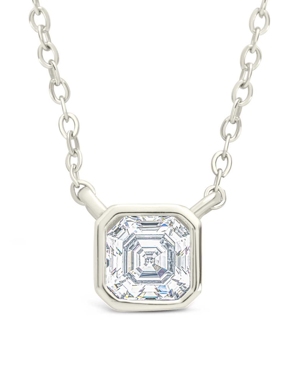 Sterling Silver Asscher Bezel Set Pendant