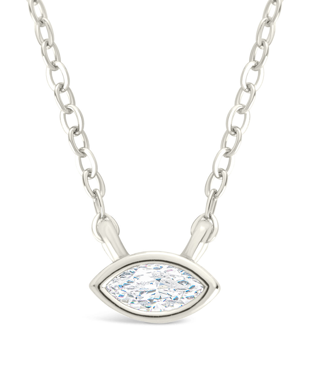 Sterling Silver Marquise Bezel Set Pendant