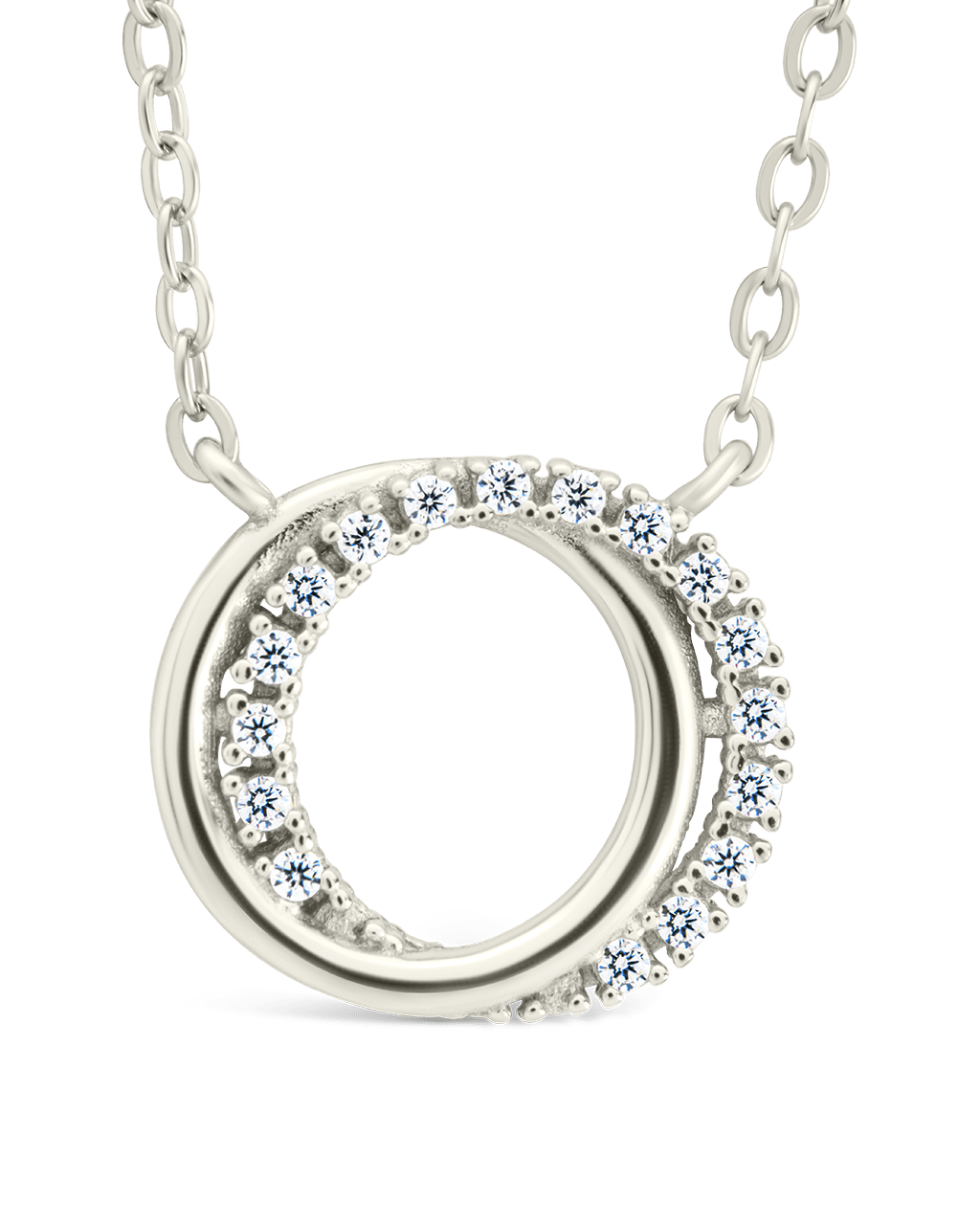 Sterling Silver CZ Interlocking Circle Pendant