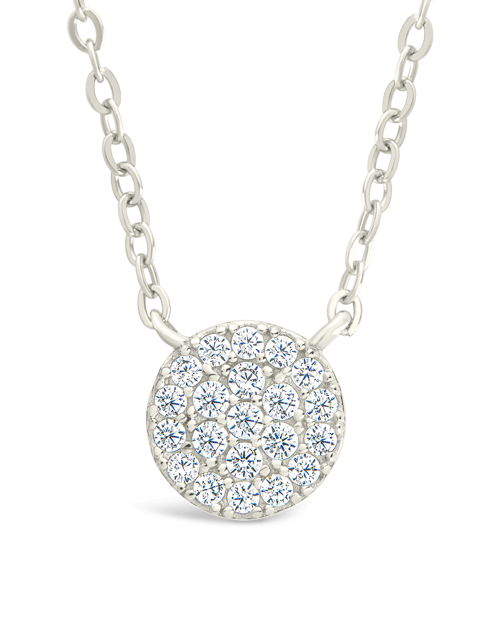 Sterling Silver CZ Disc Pendant